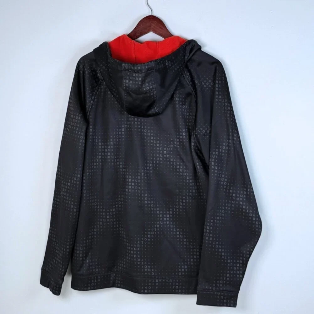 Burton MB Peak Mens Full Zip Hoodie Hooded XL Black Neon Orange Fleece Lined - Picture 2 of 11